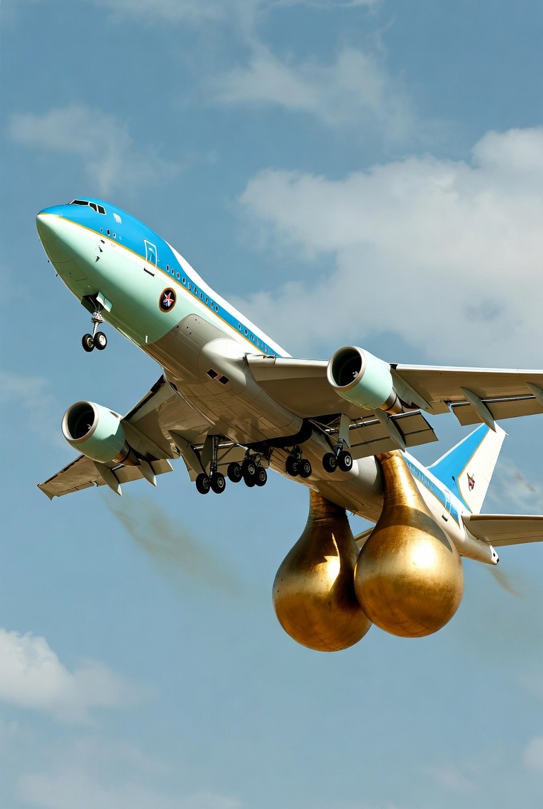 President Trump Attaches Golden Ornament to Air Force One After Iran Attacks